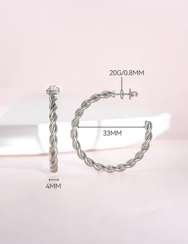 Vista 3 de Limerencia Aretes de aro hipoalergénicos G23 de titanio puro, grandes abiertos, ligeros, con circonita cúbica, para mujeres y niñas, orejas sensibles