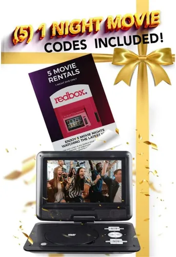 Vista 5 de Onn. Kit de reproductor de DVD/multimedia portátil de 10 pulgadas con batería de 5 horas, bono Redbox: 5 códigos de película de 1 noche incluidos