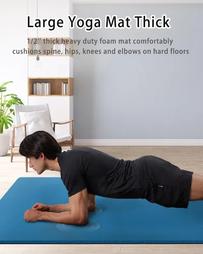 Vista 3 de Tapete de yoga grueso y ancho para mujeres y hombres, tapete de ejercicio grande de 78 x 35 pulgadas, tapete de entrenamiento para gimnasio en casa