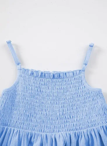 Vista 6 de blibean Vestidos de verano de algodón para niñas de 4 a 15 años A azul