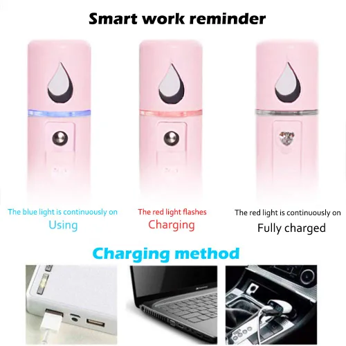 Vista 7 de Nano Facial Vapor Mist Spray Extensiones de pestañas Limpieza de poros Agua SPA Hidratante Rociador Facial Hidratante USB Recargable Mini