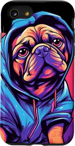 Vista 18 de Funda para iPhone 12/12 Pro Pug Graffiti Pug Owner Pug Lover