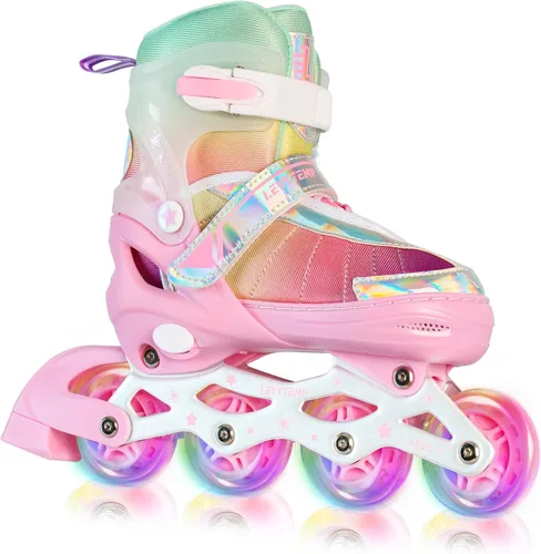 Vista 8 de Patines en línea ajustables para niños, niñas y adultos, patines con todas las ruedas que se iluminan para exteriores, para principiantes, jóvenes
