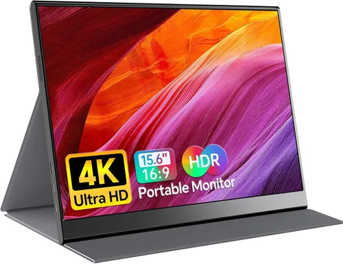 Vista 13 de Anyuse Monitor portátil FHD 1920 × 1200 de 14 pulgadas – USB-C HDMI ultrafina IPS pantalla de viaje con altavoces, HDR Plug & Play, brillo de 400