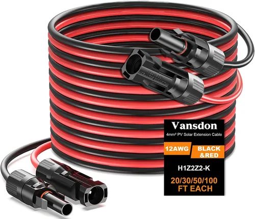 Vista 9 de Vansdon Cable de extensión de panel solar de 2 x 50 pies, cable solar de 10 AWG con conectores impermeables hembra y macho para RV, sistemas
