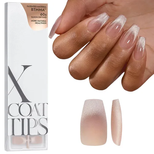 Vista 16 de BTArtboxnails XCOATTIPS - Punta francesa blanca a presión, cuadrado L, purpurina rosa Lamp-Curable 4-Week Wear, Salon Quality Value at Home