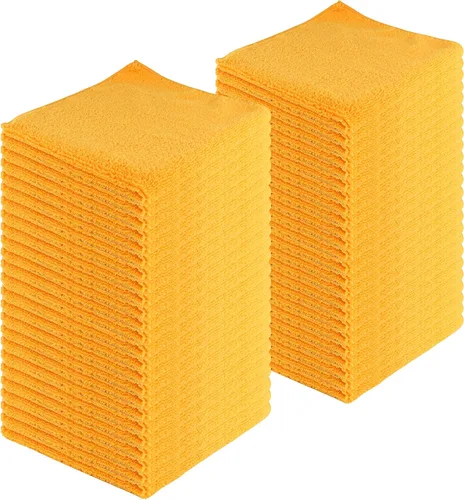 Vista 17 de Toallas de limpieza de microfibra, paquete de 12, 16 x 16 pulgadas, multiusos, más suaves, altamente absorbentes, sin pelusas, reutilizables Negro