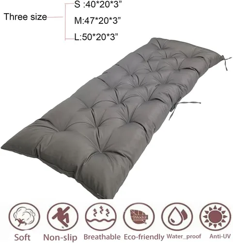 Vista 7 de Cojín de banco para exteriores, color negro, antideslizante, para muebles de exterior, almohadillas gruesas para sillas de patio de 40 pulgadas