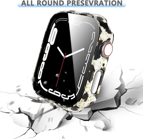 Vista 4 de Rontion - Juego de 6 fundas de PC rígida para Apple Watch de 38 mm (1.496 pulgadas) Series 3/2/1 con protector de pantalla de vidrio templado, funda
