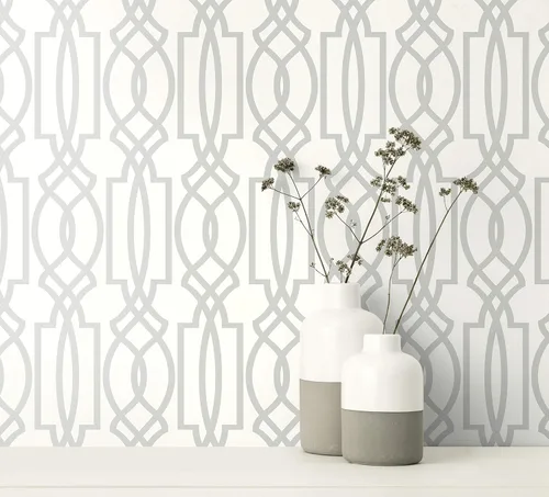 Vista 6 de NextWall Papel tapiz decorativo gris suave para despegar y pegar