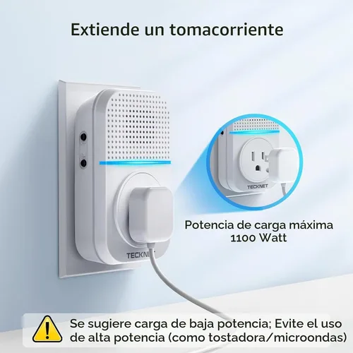 Vista 2 de TECKNET Timbre Inalámbrico, Timbre Autoalimentado, Timbre Inalámbrico de 0-110db con Enchufe para Casa y Aula, Timbre de Puerta Impermeable IP66