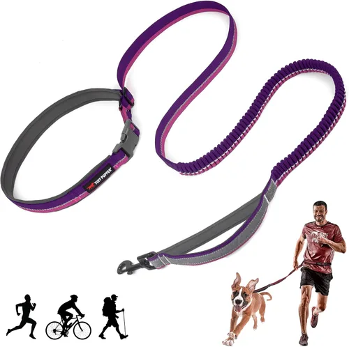 Vista 8 de Correa de perro Tuff Pupper con manos libres de longitud ajustable Ligera para correr, trotar, caminar Cinturón acolchado (61-127 cm) Se