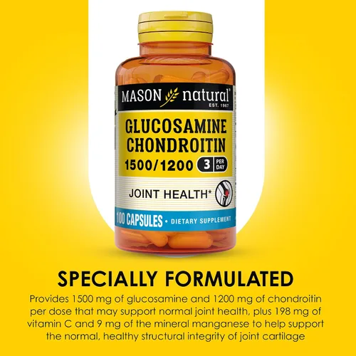 Vista 4 de MASON NATURAL Glucosamina condroitina 1500/1200 con vitamina C, apoya la salud de las articulaciones para una flexibilidad y movilidad normales*