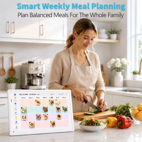 Vista 7 de 10.1 inch Digital Calendar Wall Touch Screen Electronic Calendar – Interactive Smart Family Planner, No Subscription, Chore Chart, Meal Planner