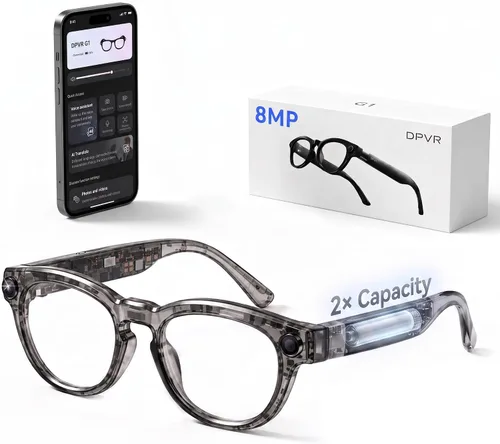 Vista 11 de DPVR G1 AI - Gafas inteligentes con cámara y Bluetooth, gafas de cámara de G1 Negro Carbón