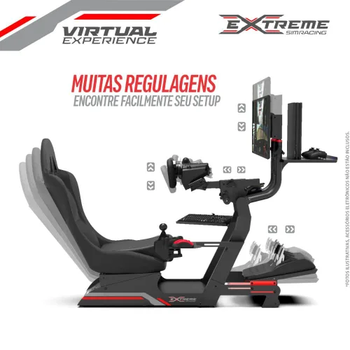 Vista 6 de Extreme Simracing Racing Simulator Cockpit With All Accessories (Black) - VIRTUAL EXPERIENCE V 3.0 Racing Simulator For Logitech G27, G29, G920