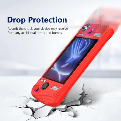 Vista 3 de Funda protectora de silicona para consola de juegos ASUS ROG Ally 2023 Funda a prueba de caídas (rojo)