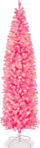 Vista 9 de Best Choice Products - Árbol de Navidad artificial, de 4.5 pies, preiluminado, negro, árbol delgado para el hogar, oficina, decoración de fiesta