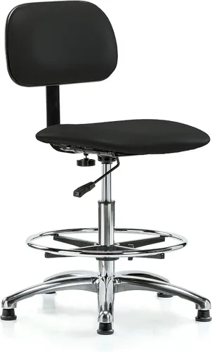 Vista 35 de Perch - Silla de laboratorio cromada con respaldo ajustable, altura del escritorio de 17 a 22 pulgadas, tela negra