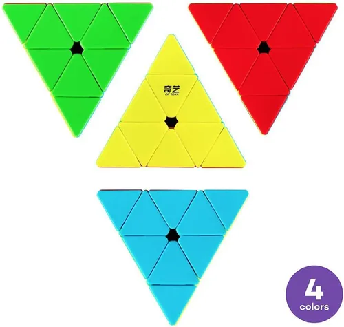 Vista 3 de D-FantiX – Pirámide Qiyi Qiming, cubo de velocidad sin calcomanía, rompecabezas de cubos y triángulos