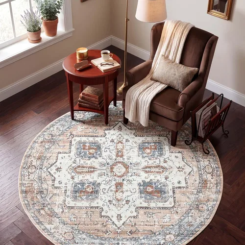 Vista 32 de jinchan Alfombra de área pequeña lavable floral vintage, alfombra de entrada simétrica de medio círculo de 2 x 3, alfombra de entrada suave de pelo