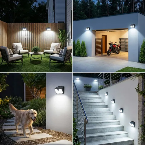 Vista 8 de Brightever Paquete de 2 luces solares con sensor de movimiento para exteriores, IP65, impermeables, con 3 modos de iluminación, luces solares