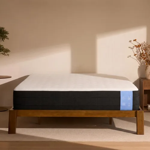 Vista 16 de FLEXISPOT Hako - Base de cama japonesa y colchón de espuma viscoelástica de gel refrescante de 10 pulgadas, cama Queen de madera de caucho maciza