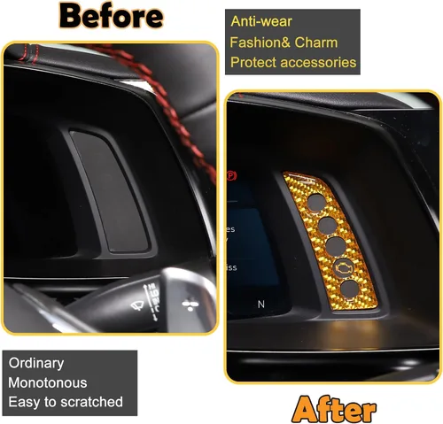 Vista 2 de CHEAYAR Adhesivo de fibra de carbono para tablero de instrumentos compatible con Chevrolet Corvette C8 Stingray 2020-2023, calcomanía para panel