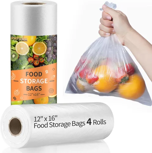 Vista 10 de Bolsas de almacenamiento de alimentos de 12 x 16 pulgadas, bolsa de plástico transparente, bolsas de plástico desechables para alimentos y verduras