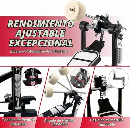 Vista 2 de Pedal de bombo, pedal de tambor de un solo patada con estribo de servicio pesado y transmisión por cadena