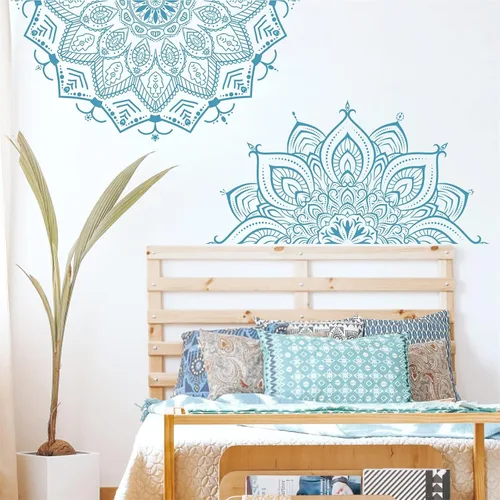Vista 4 de Kazova Calcomanía de Pared Mandala Pegatinas de Pared Mandala Calcomanías de Loto Mandala para Paredes Pegatina de Pared de Flores Calcomanías