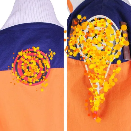 Vista 6 de MYCOS - Chaqueta y pantalones de anime naranja para niños y adultos, disfraz de Ninja Cosplay para cumpleaños, Halloween