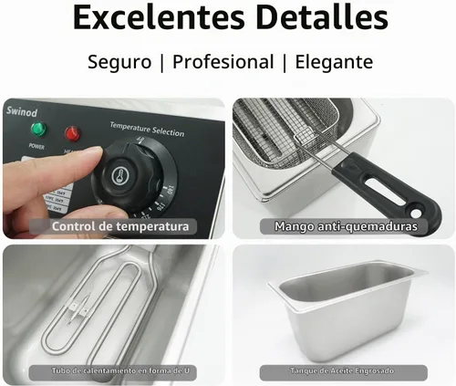 Vista 7 de Freidora con cesta para uso doméstico, olla freidora eléctrica de 1700 W Freidora de encimera 1700w Potente rendimiento 4.2Qt Capacidad Freidora