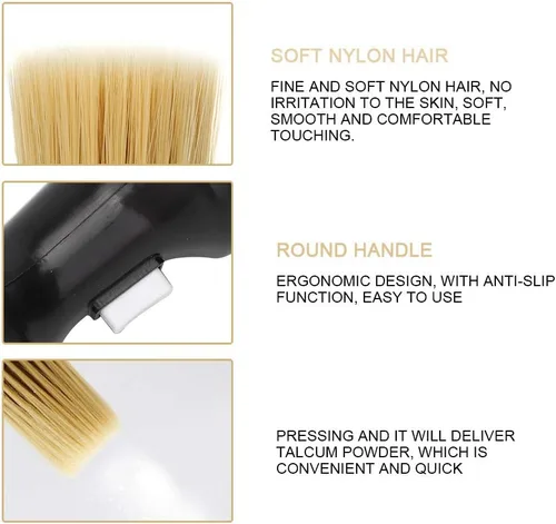 Vista 7 de Cepillo de peluquería suave para el cabello, plumero de cuello con mango redondo ergonómico (negro), cepillo de limpieza de doble función con poder