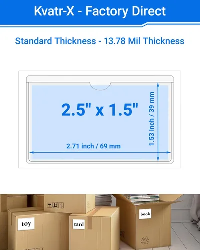 Vista 118 de 30 PCS Clear Self Adhesive Plastic Label Pockets, Top Loading Business & Library Index Card Holders, Peel and Stick Sleeves for Storage Bins, Totes