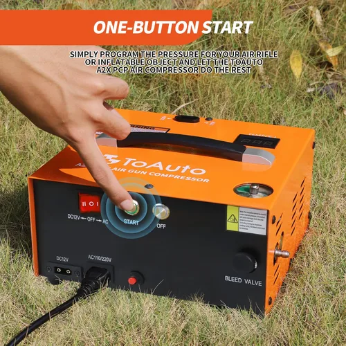 Vista 10 de TOAUTO A2X - Compresor de aire PCP mejorado, arranque con un botón, parada automática, portátil de 4500 Psi/30 Mpa, sin aceite/agua, compresor HPA