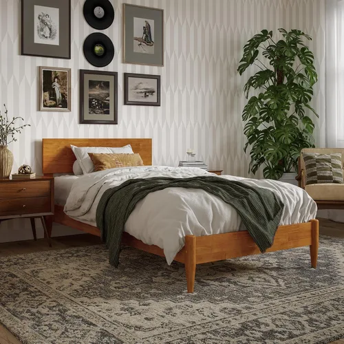 Vista 19 de AFI, Aria - Cama de plataforma moderna de perfil bajo de madera maciza, tamaño individual, color espresso