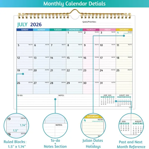 Vista 3 de Calendario de pared 2026-2028 – julio 2026 – junio 2028, calendario de 2 años 2026-2028, 11 x 8.5 pulgadas, calendario 2026 de 24 meses, calendario