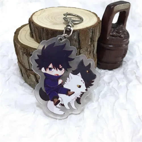 Vista 3 de Jujutsu Kaisen Llavero Fushiguro Megumi - Llavero de acrílico de anime, colgante colgante de adorno de anime, Multicolor, 4 pulgadas