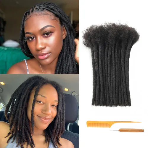 Vista 40 de Extensiones de Rastas de Cabello Humano 0.4cm de Grosor 4 Pulgadas 20 Hebras 100% Cabello Humano Real para Hombres/Mujeres/Niños Completamente