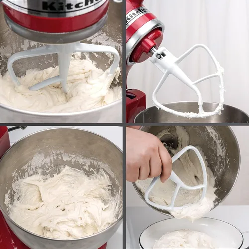 Vista 6 de Batidor plano revestido K45B de repuesto para batidora de pie Kitchenaid, compatible con mezclador de soporte de cabeza inclinable de 4.5 cuartos