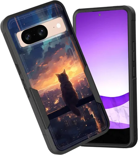 Vista 70 de Funda para Pixel 6A, funda híbrida de doble capa resistente a prueba de golpes de policarbonato duro de silicona suave TPU para Google Pixel 6A