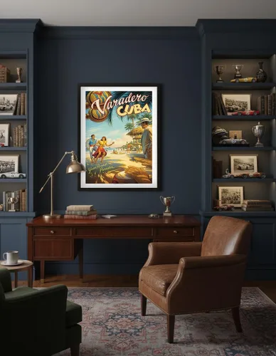 Vista 4 de Varadero Cuba - Paraíso para todo el año - Bailarines cubanos nativos con maracas - Póster de viaje vintage por Kerne Erickson - Impresión artística