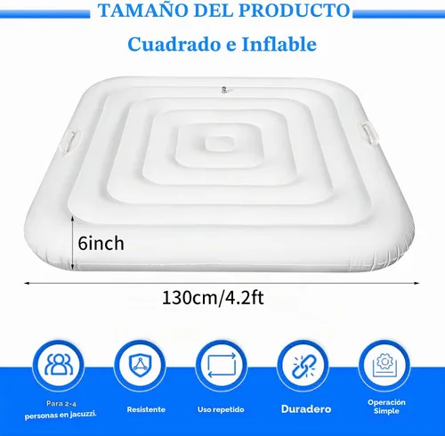 Vista 2 de Cubierta Inflable para Jacuzzi Tapa de Ahorro de Energía para Jacuzzi al Aire Libre, Cubierta Protectora Resistente al Viento e Impermeable