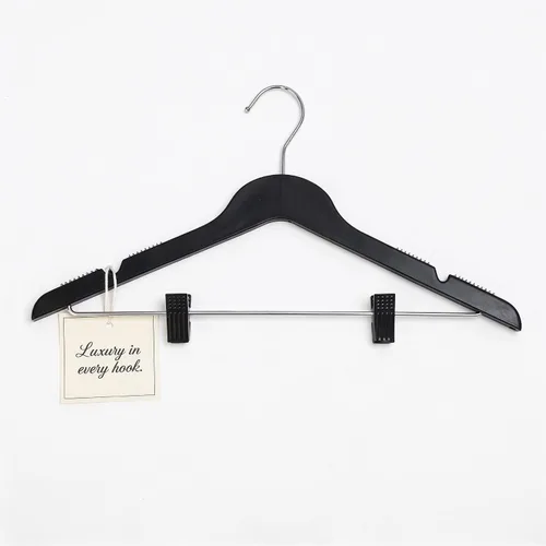 Vista 19 de All Hung Up - Perchas delgadas de plástico con clips, diseño que ahorra espacio con agarre antideslizante, duraderas para el uso diario