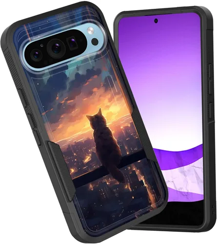 Vista 26 de Funda para Pixel 6A, funda híbrida de doble capa resistente a prueba de golpes de policarbonato duro de silicona suave TPU para Google Pixel 6A