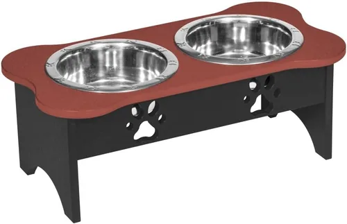 Vista 93 de Poly Lumber - Comedero doble de hueso mediano de 2 cuartos de galón, color negro