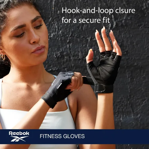 Vista 3 de Reebok Guantes clásicos sin dedos, guantes ligeros de fitness y para levantamiento de pesas para entrenamiento