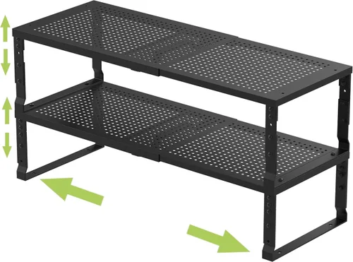 Vista 9 de Jojocross Organizador de cocina apilable ajustable y expandible para especias, estantes de almacenamiento de despensa de metal, estante de mostrador