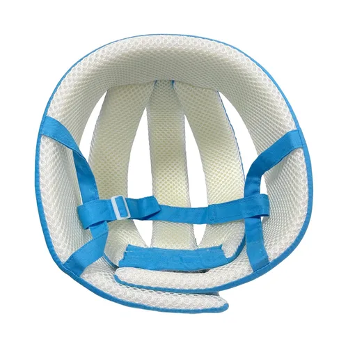 Vista 6 de Casco de bebé para niños pequeños, protector de cabeza para bebé, arnés de protección, suave y ajustable, protector de cabeza (azul)